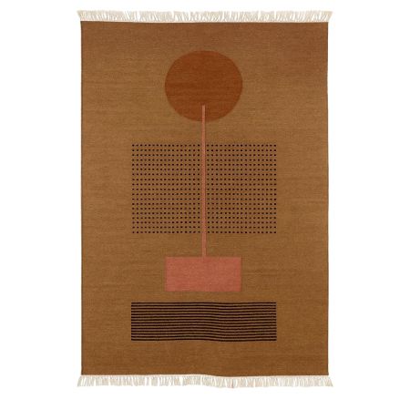 Handmade Brown Cotton Modern Dhurrie For Living Room